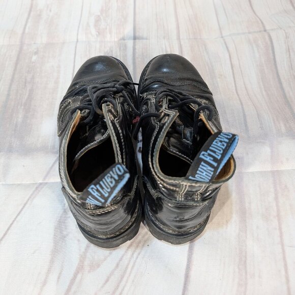 John Fluevog Black Leather Ankle Boots Lace-Up Women's Size 7.5 - Picture 5 of 9